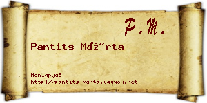 Pantits Márta névjegykártya